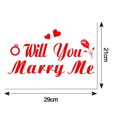 Sticker Autocolant, Flippy, Tematica Nunta, Model Scris Will You Marry Me, 21x29 cm, Rosu