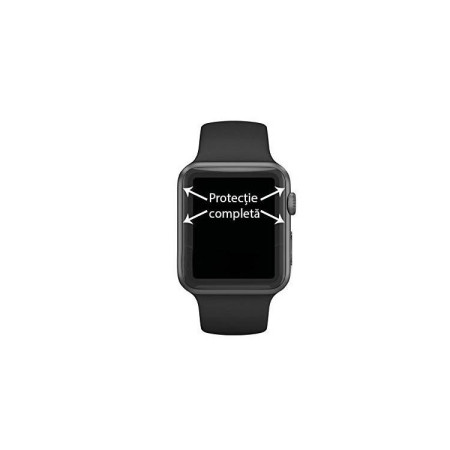 Folie Sticla pentru Apple Watch Series 2/3 38 mm adeziv pe margine Negru