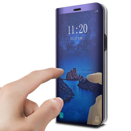 Husa Samsung Galaxy S9 Flip Cover Oglinda Albastru