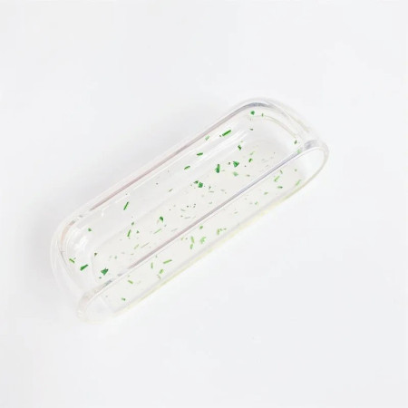 Husa Flippy pentru IQOS Iluma, de Protectie, Anti Soc si Zgarieturi, din Plastic, 12.5 x 4.2 x 2.6 cm, Transparent cu Sclipici Verde