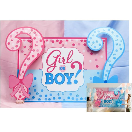 Banner pentru Petrecere, Flippy, Model Girl or Boy, Tematica Gender Reveal, 150 x 100 cm, Albastru Roz