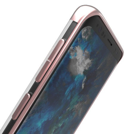 Husa Huawei P20 Lite Transparent cu Margini Roz-Aurii