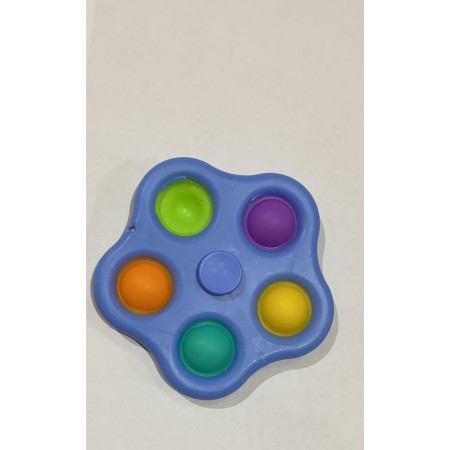 Jucarie antistres simple dimple fidget toy spinner cu 5 buline, Multicolor/Albastru