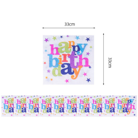 Set 10 Servetele Happy Birthday, Flippy, pentru Petrecere, Tematica Aniversare, 33x33 cm, Multicolor