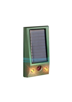 Aparat Solar LED cu Ultrasunete, Flippy, Repelent pentru Animale Mari si Mici, Lumina Rosie si Alba, Anti Rozatoare, Anti Insecte, Frecventa 9-36.5KHZ, 12 X 6.5 cm, Verde