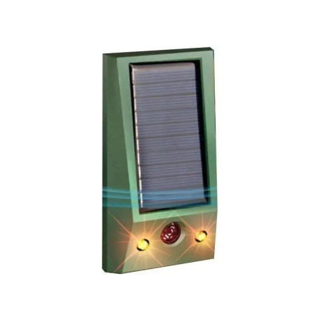 Aparat Solar LED cu Ultrasunete, Flippy, Repelent pentru Animale Mari si Mici, Lumina Rosie si Alba, Anti Rozatoare, Anti Insecte, Frecventa 9-36.5KHZ, 12 X 6.5 cm, Verde