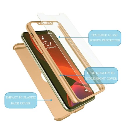 Husa de protectie Flippy compatibila cu Samsung S21 5G Full Cover 360 Auriu + Folie de protectie