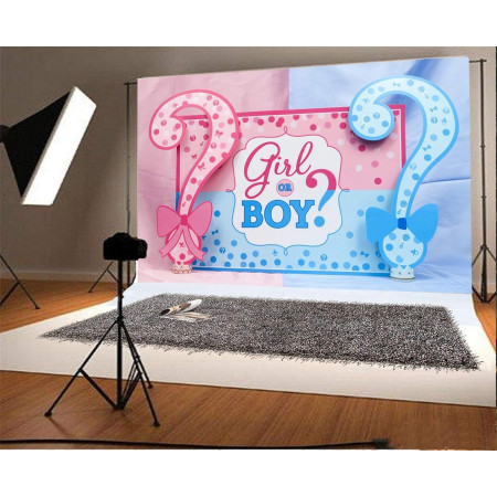 Banner pentru Petrecere, Flippy, Model Girl or Boy, Tematica Gender Reveal, 150 x 100 cm, Albastru Roz