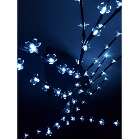 Decoratiune Luminoasa Crenguta cu Baterii 72 LED -uri Flori Alb Rece