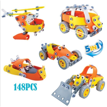 Set pentru construit masini, Flippy, Educativ si creativ, 148 piese