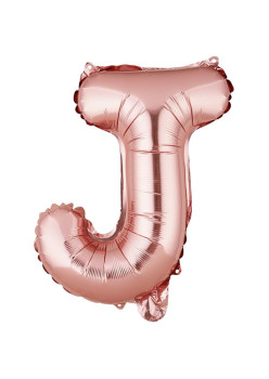 Balon Folie Metalizata Litera J, Flippy, 40 cm, Umflati cu Heliu sau Aer, Ambalaj Individual, Pai inclus, Rose Gold