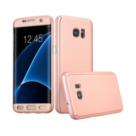 Husa Samsung Galaxy J5 2017 Full Cover 360 Roz Auriu + Folie de protectie