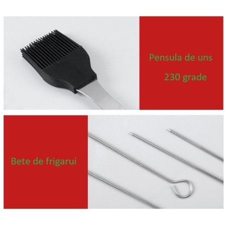 Set 20 Ustensile pentru Gratar, Flippy, din Otel Inoxidabil, Geanta Oxford, Argintiu