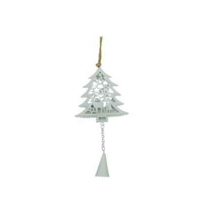 Ornament de brad pom de craciun, Flippy, alb, metal, 20 cm