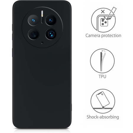 Husa de Protectie, Flippy, pentru Huawei Mate 50 Pro, Liquid Silicone, cu Microfibra pe Interior, Protectie Antisoc, Compatibil Incarcare Wireless, Negru