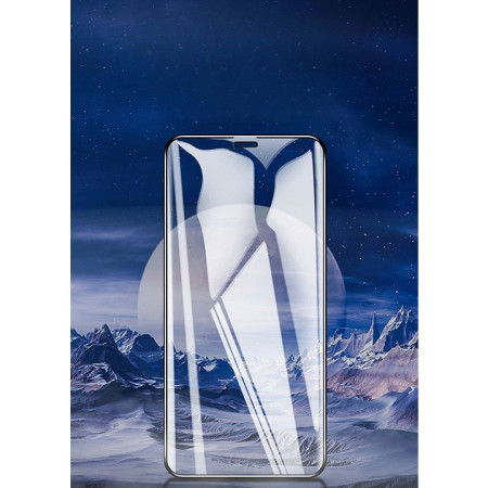 Folie de Protectie, Flippy, pentru iPhone 15 Pro Max, Tempered Glass 9D, Anti-Soc, Full Glue, Margini Negre, Transparent