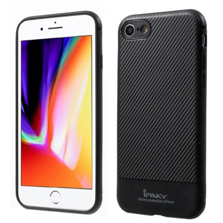 Husa Apple iPhone 7 IPAKY Carbon Fiber Negru