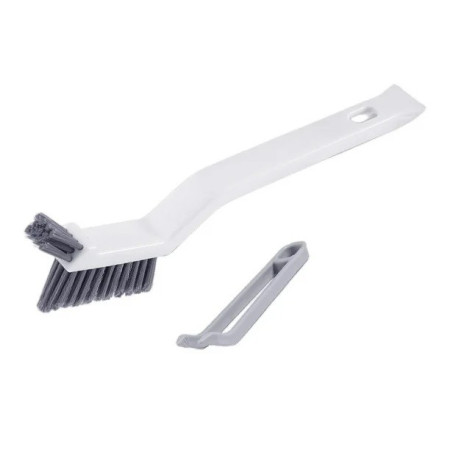 Perie 3in1 de Curatat Podele si Rosturi, Flippy, Lungime Maner 28 cm, Peri din PP, Otel si Plastic, Cleste pentru Scame si Par Inclus, Alb