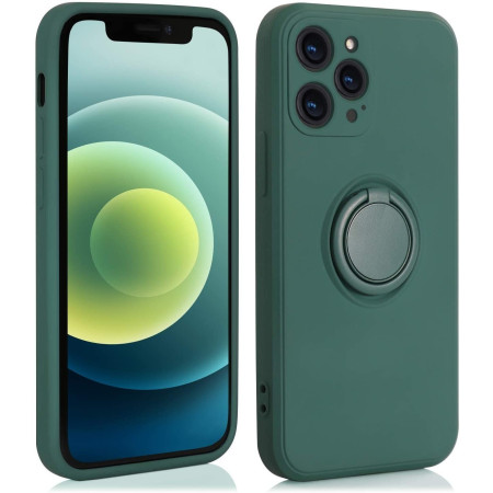 Husa protectie Flippy compatibila cu Apple iPhone 11 Liquid Silicone Ring cu suport rotativ Verde