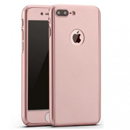 Husa Apple iPhone 6/6S Full Cover 360 Roz Auriu + Folie de protectie