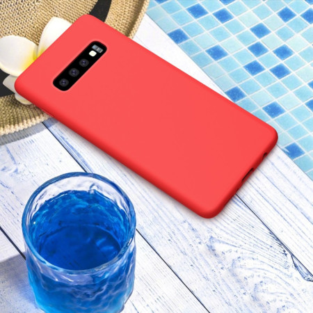 Husa protectie compatibila cu Samsung S10 Liquid Silicone Case Rosu