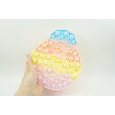 Jucarie antistres din silicon, Flippy, Pop It Now and Flip It, Geanta de umar, Mica printesa, 16 cm, Macarons