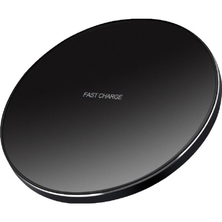 Incarcator Wireless Flippy, Fast Charge, 5W - 10W, Ultra Slim, compatibil cu iPhone, cablu inclus, Rotund, Negru