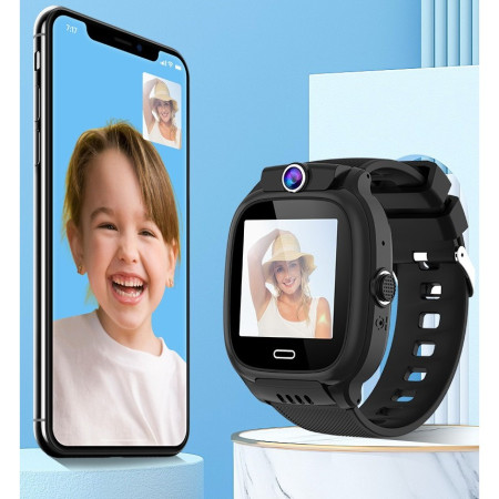 Ceas Smartwatch Flippy, Pentru Copii, Model Y36, cu Functie Telefon, 4G, Localizare LBS, Istoric Traseu, Monitorizare Spion, Apel Video, Rezistent la Apa, Negru