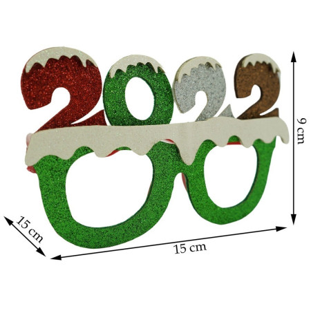 Ochelari petrecere de Revelion, 2022, Verde, din Plastic si Poliester, Flippy