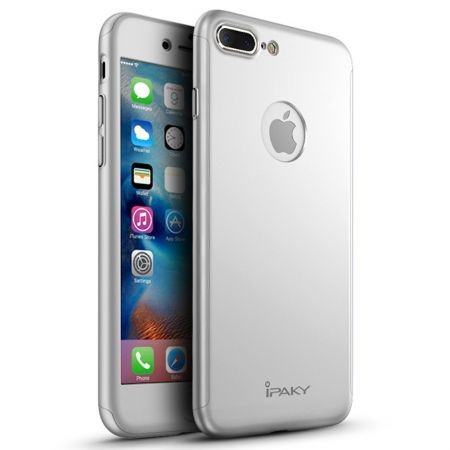 Husa Apple iPhone 7 IPAKY Full Cover 360 Argintiu + Folie Cadou