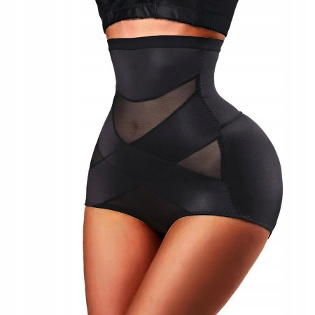 Lenjerie Modelatoare pentru Abdomen, Flippy, cu Talie Inalta si Corset, Negru, Push-Up, Marimea M