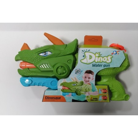 Pistol cu Apa pentru Copii, Rezervor, Pentru Piscina/Plaja, Flippy, 6ani+, Triceratops, 3 duze, Verde, 1330ML