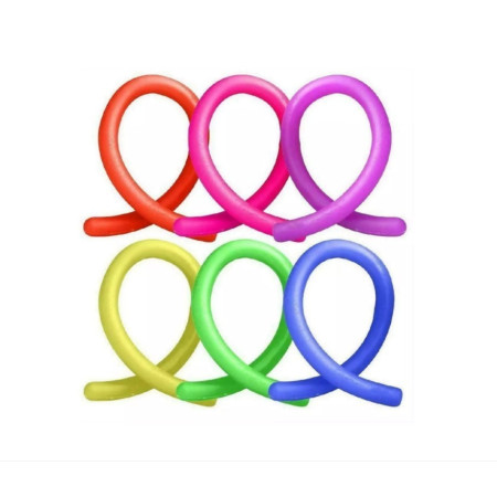 Set 6 Jucarie senzoriala superelastica 24cm-2m lungime, antistres, colorata Stretchy string fidget, Flippy, Multicolor