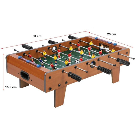 Masa de fotbal cu teren si 18 jucatori Flippy, cu tablou pentru scor, din metal, lemn si ABS, 50 x 25 x 15.5 cm, pentru copii