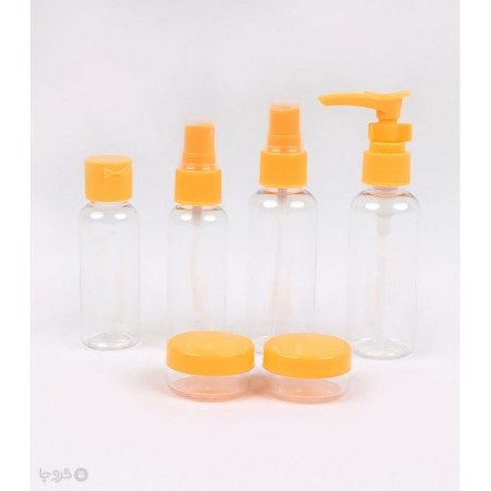 Set Recipiente pentru Cosmetice, Flippy, 5 Piese, cu Gentuta, pentru Calatorii, Reutilizabile, Portocaliu, Material Plastic, 40 ml, 10g