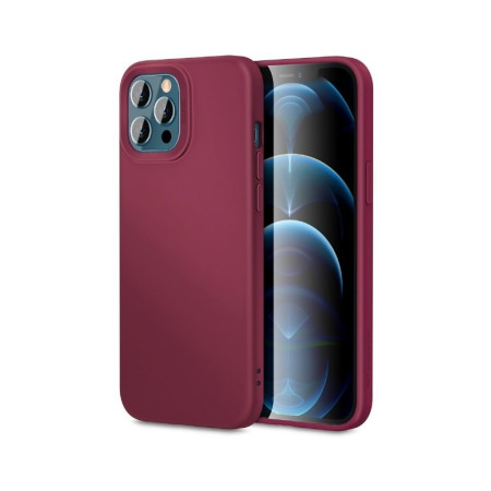 Husa pentru Apple iPhone 14 Flippy, Liquid Silicone, cu Microfibra pe interior, Protectie Antisoc, Wine red, Claret