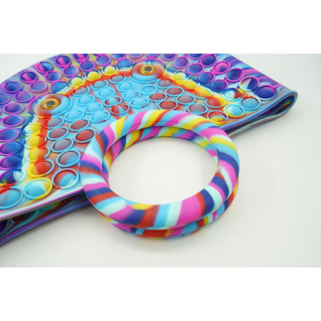 Jucarie Antistres din silicon Flippy, Pop It Now And Flip It, Geanta mare, 28 cm, Multicolor, V1