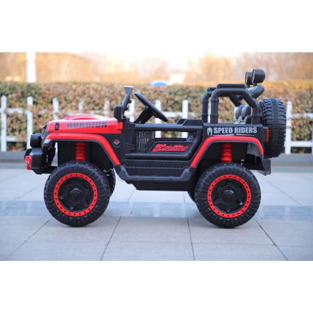 Mașină Electrică pentru Copii, Flippy, Off-Road, Conectare Bluetooth, telecomandă, Tracțiune Integrală, Lumina Intermitenta, Baterie 12V 7Ah, 120x63x68cm, Rosu