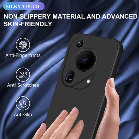 Husa de Protectie, Flippy, pentru Huawei Pura 70, Liquid Silicone, cu Microfibra pe Interior, Protectie Antisoc, Compatibil Incarcare Wireless, Negru