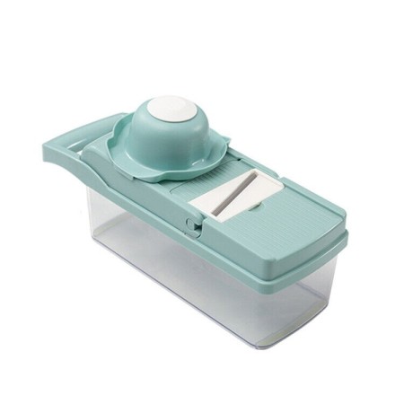 Feliator Multifunctional, Flippy, Razatoare, 8 in 1, pentru Fructe si Legume, 10 Piese, Lame de Inox, Recipient Stocare, Separator Oua, Protectie Mana, ABS, 32.2x11.3 cm, Albastru/Alb