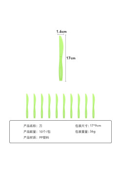 Set 10 Cutite de Unica Folosinta, Flippy, 17x1.6 cm, verde