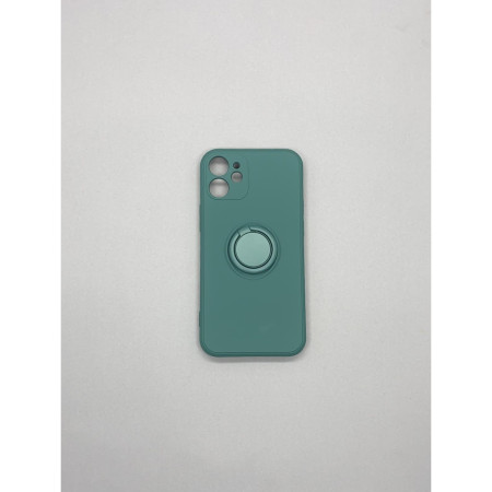 Husa protectie Flippy compatibila cu Apple iPhone 12 Liquid Silicone Ring cu suport rotativ Verde