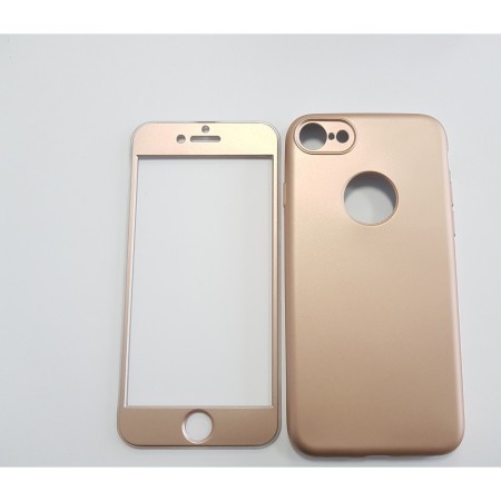 Husa Apple iPhone 7 Plus Full Silicone 360 Auriu