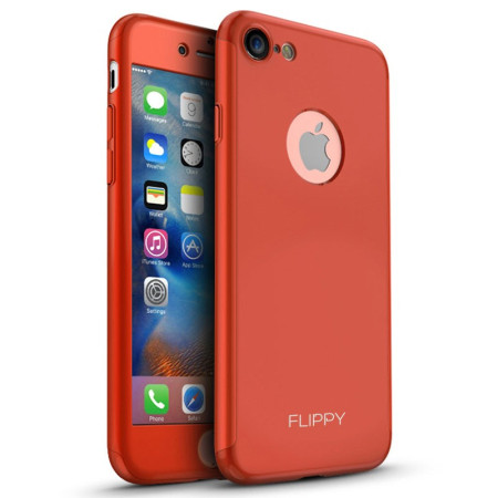 Husa Apple iPhone 8 Full Cover 360 Rosu + Folie Cadou