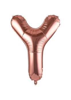 Balon Folie Metalizata Litera Y, Flippy, 100 cm, Umflati cu Heliu sau Aer, Ambalaj Individual, Pai inclus, Rose Gold