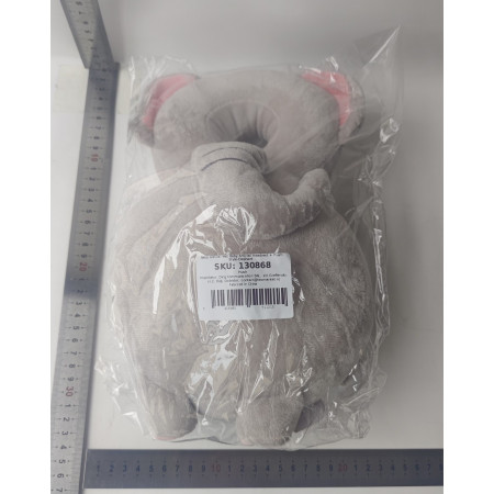 Perna tip Rucsac pentru Protectia Capului, Flippy, Tetiera tip Elefant de Plus, pentru Bebelusi, 33x6x19 cm, 180 g, Gri