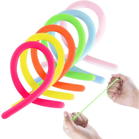 Set 6 Jucarie senzoriala superelastica 24cm-2m lungime, antistres, colorata Stretchy string fidget, Flippy, Multicolor