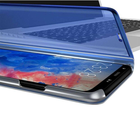 Husa Huawei Y6 2019 Flip Cover Oglinda Albastru