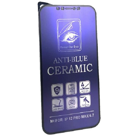 Folie de Protectie, Flippy, pentru iPhone 15, Ceramic Anti-Blue, 9H, Protectie Ochi, Anti-Soc, Mov