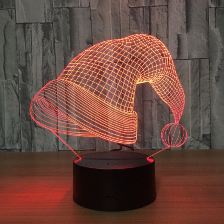 Lampa de Craciun cu Telecomanda si Baterii/USB 3D Model Caciula Mosului Multicolor